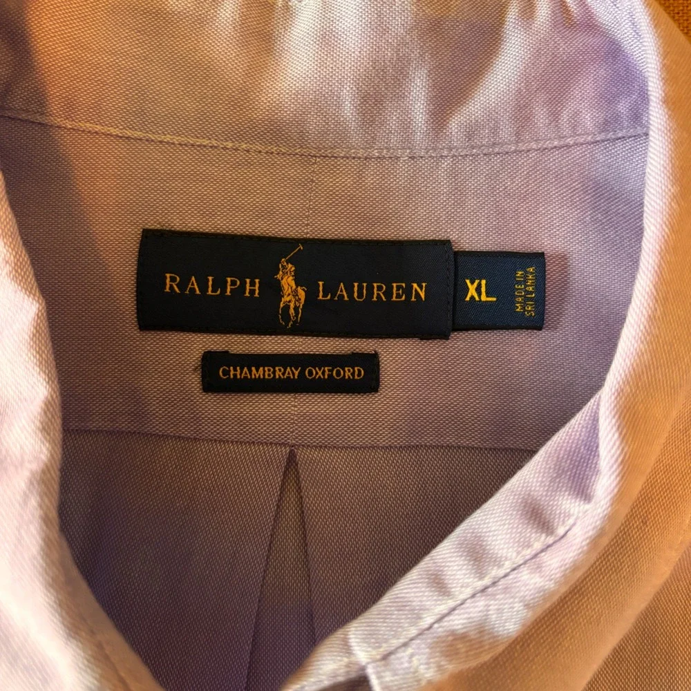Ralph Lauren Shirt Chambray Oxford XL 100% Cotton Purple Preppy Old Money Men